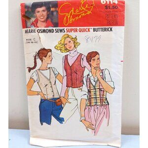Marie Osmond Butterick 6114 Vest Sewing Pattern Sz C 14 16 18 Vintage 1980s Sign